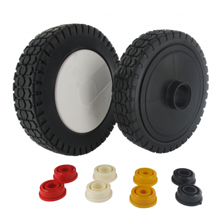 RUEDA DE PLASTICO CON CASQUILLOS UNIVERSAL 180 MM