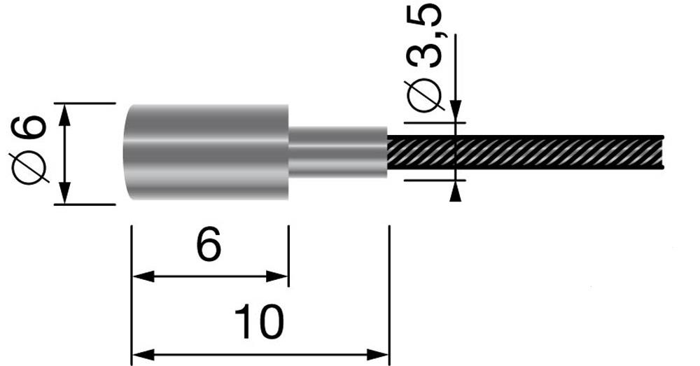 CABLE FLEXIBLE UNIVERSAL DE 19 HILOS CON TERMINACION REDONDA 6,0 MM x 6,0 MM - 2500 MM