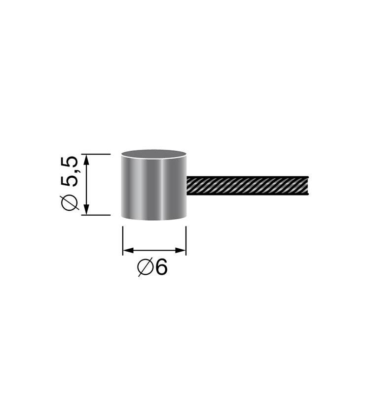 CABLE FLEXIBLE UNIVERSAL DE 19 HILOS CON TERMINACION REDONDA 6 MM x 5,5 MM - 2500 MM