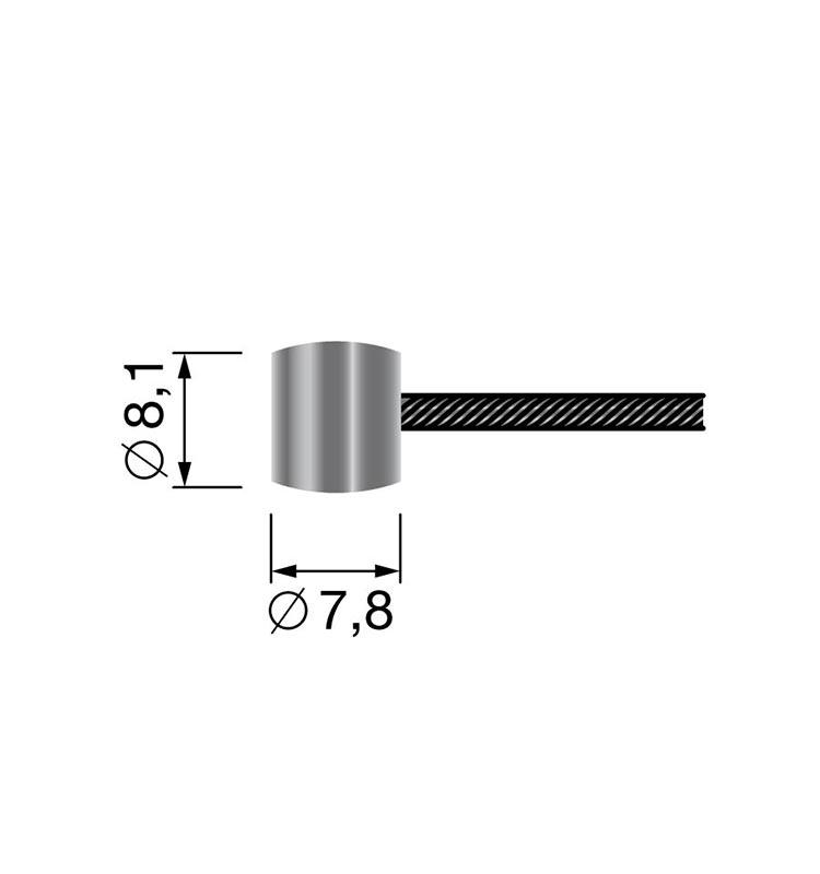 CABLE FLEXIBLE UNIVERSAL DE 19 HILOS CON TERMINACION REDONDA 7,8 MM x 8,1 mm - 2500 MM