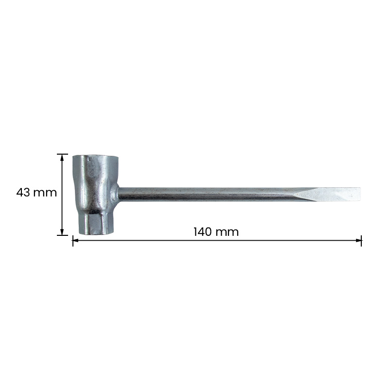 LLAVE DE BUJIA 19 x 13 MEDIDAS 140 MM LARGO x 43 MM ANCHO