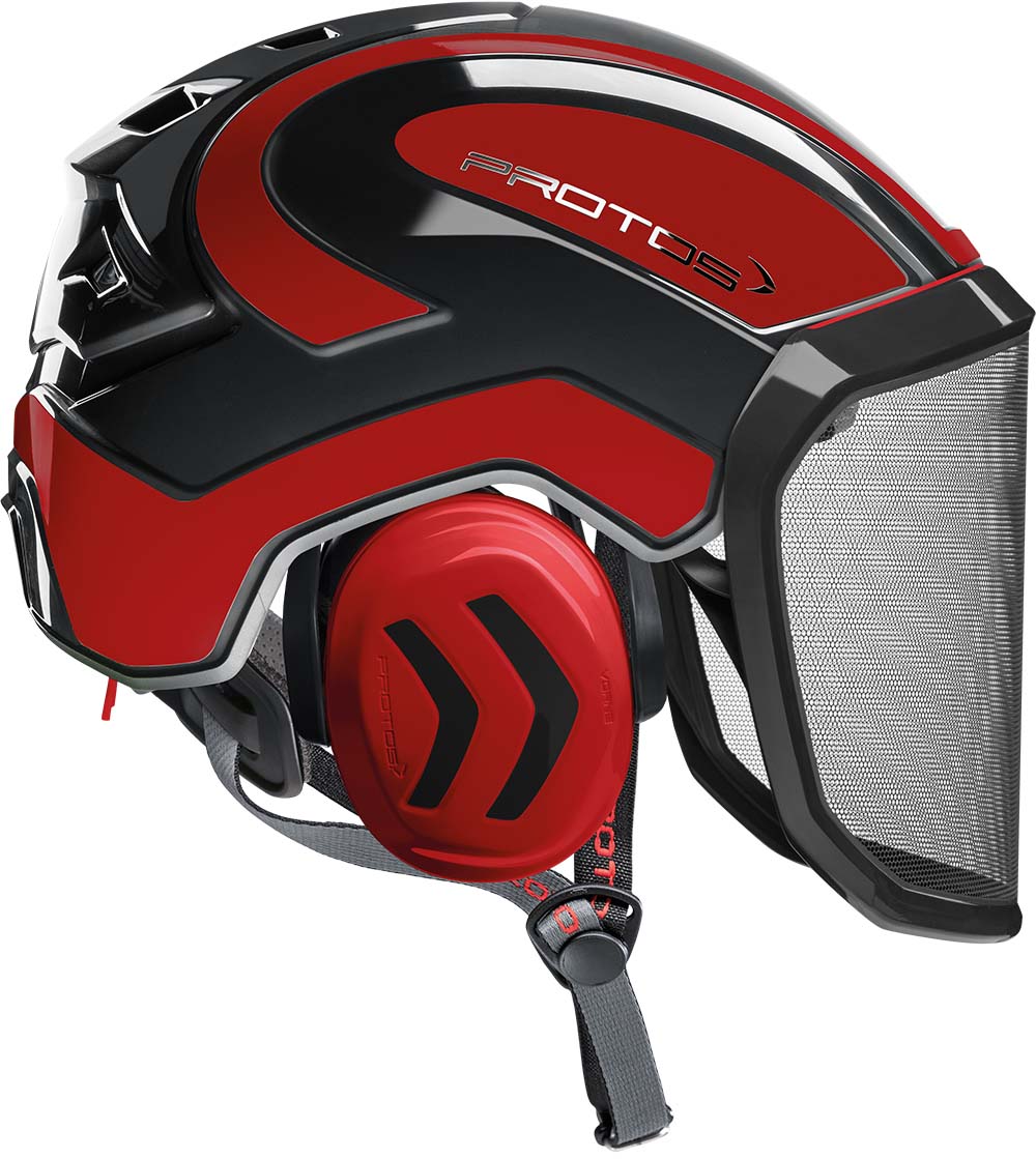 CASCO PROTOS INTEGRAL ARBORIST - NEGRO/ROJO NEON